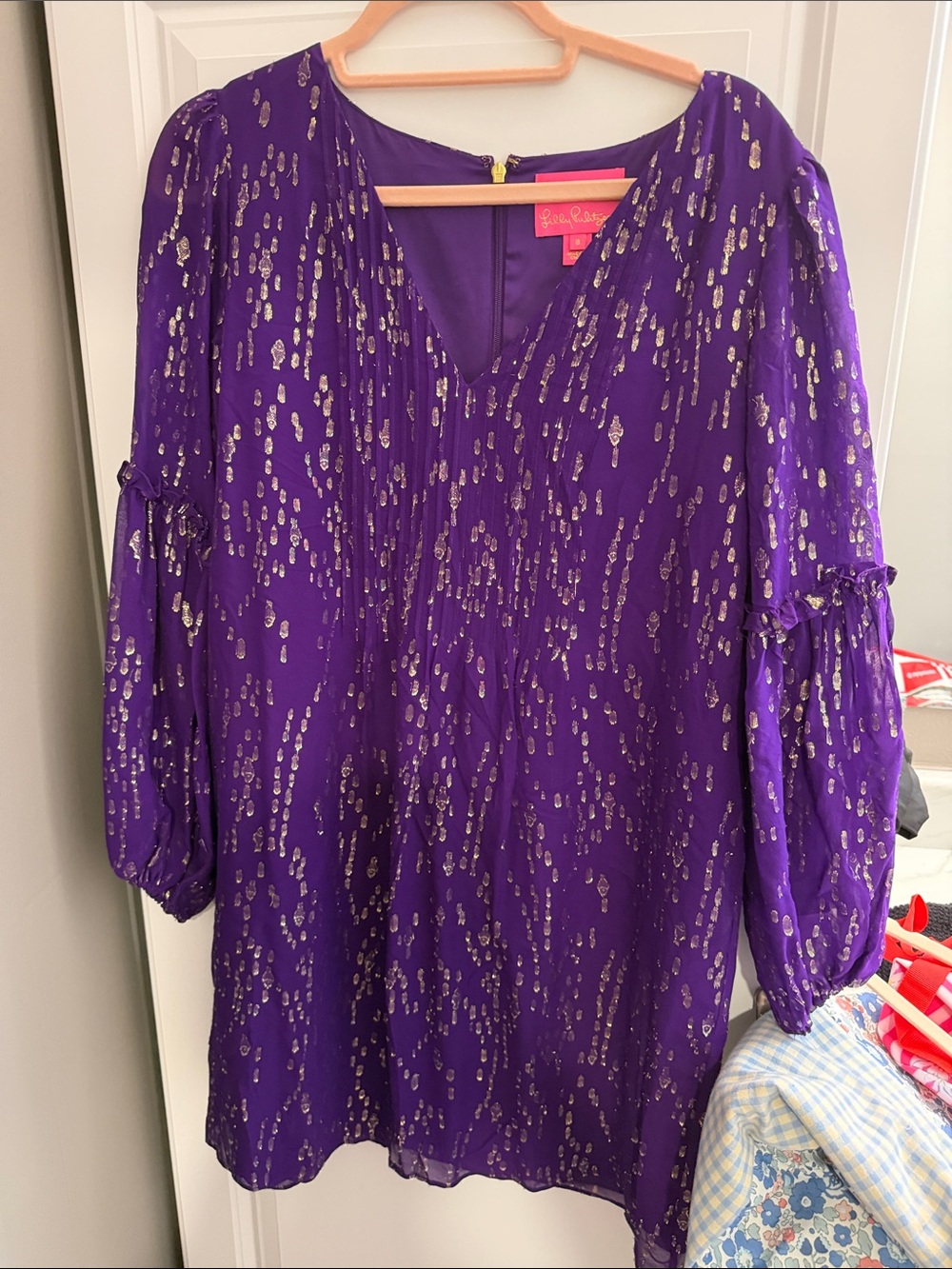 Lilly Pulitzer Purple Metallic Dot Tunic